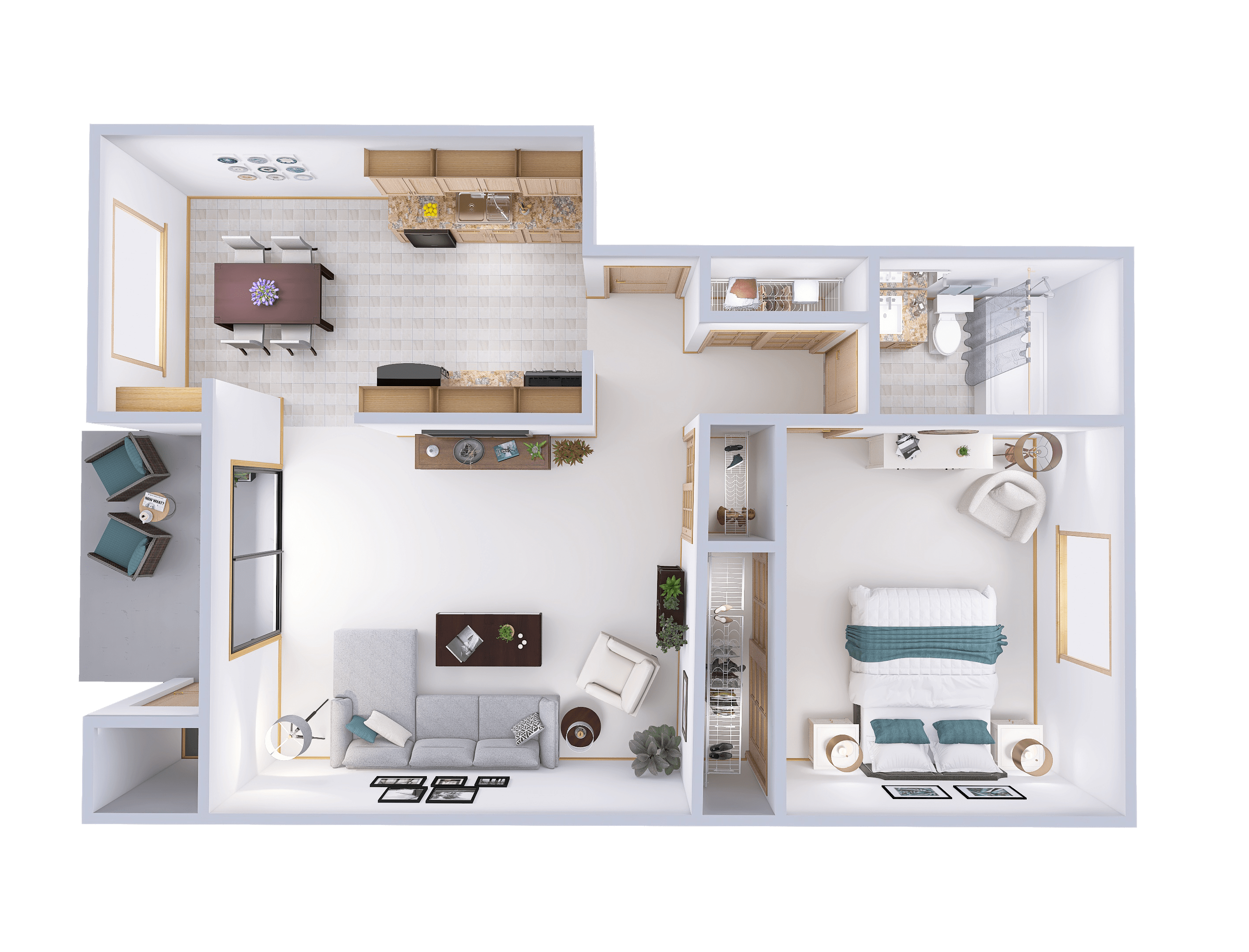 Floor plan for 1 bed, 1 bath, 830 sqft